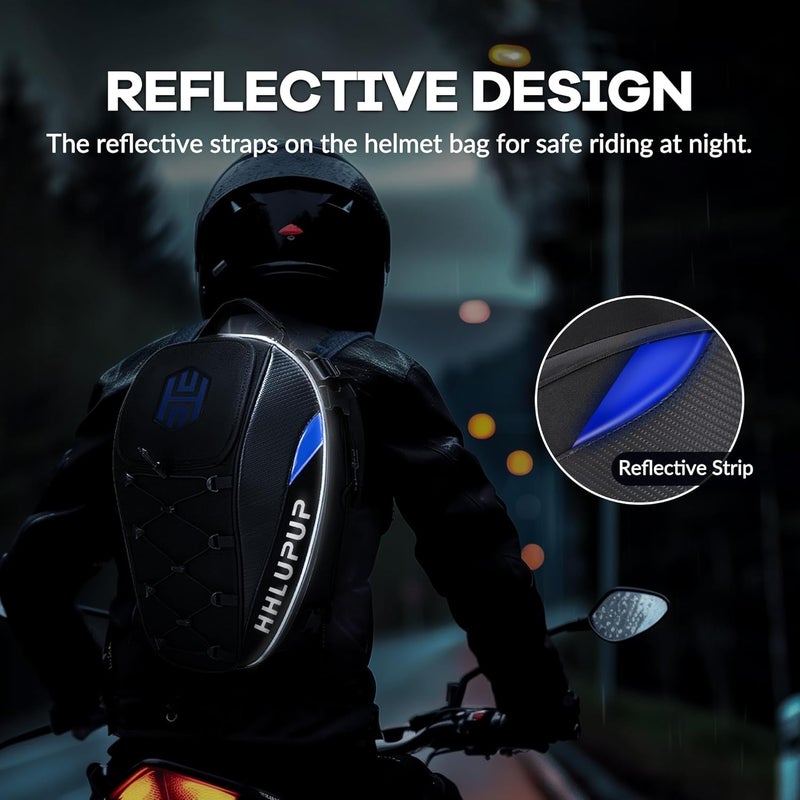 HHLUPUP Motorcycle Helmet Bag Dual Use Helmet Backpack and Seat Bag, 38L Waterproof Luggage Bag with Password Lock for Travel and Commuting Blue - Image 5